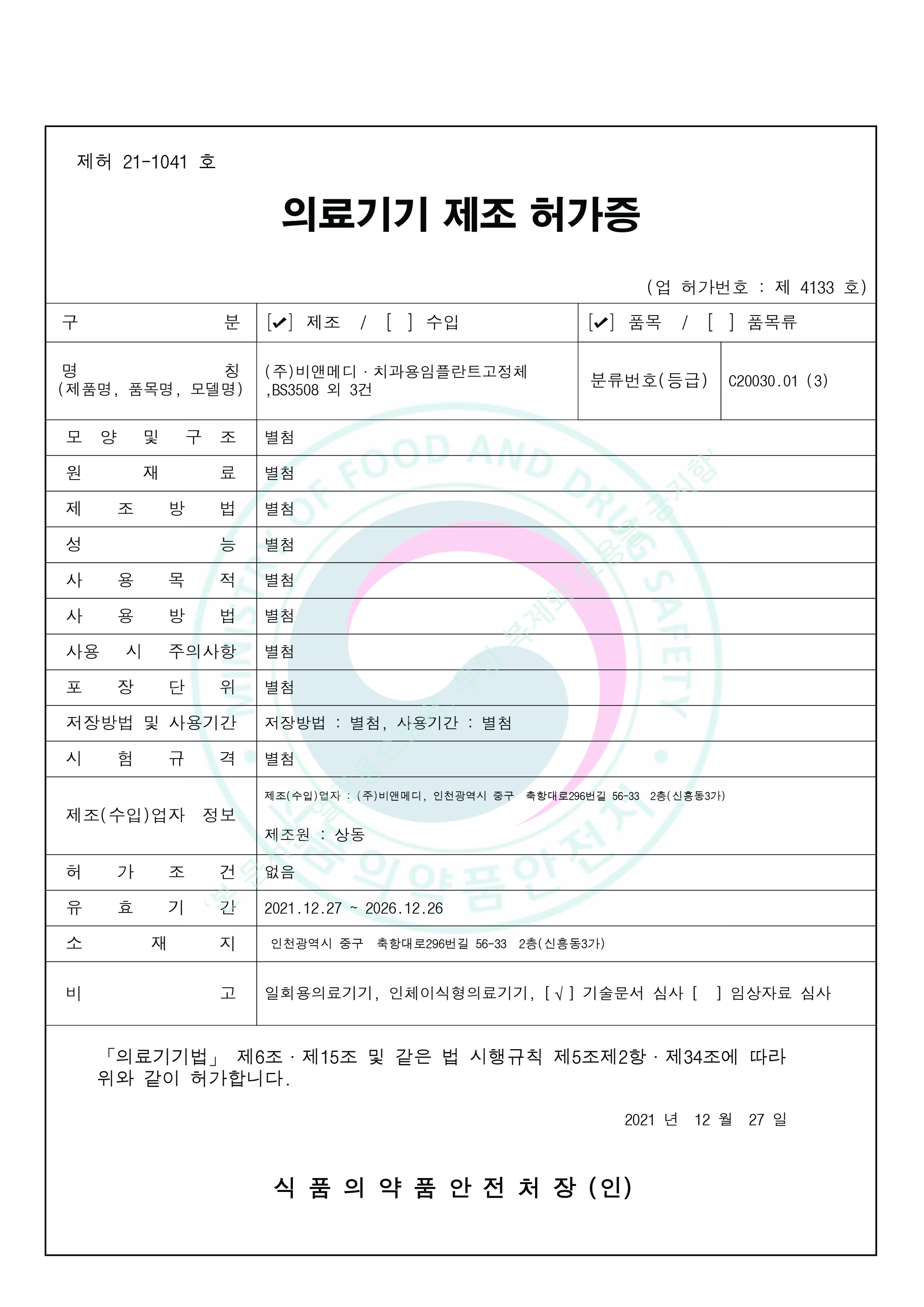 Medical device manufacturing license